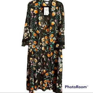 LOVE FIRE Kimono Cardigan Black Floral NWT